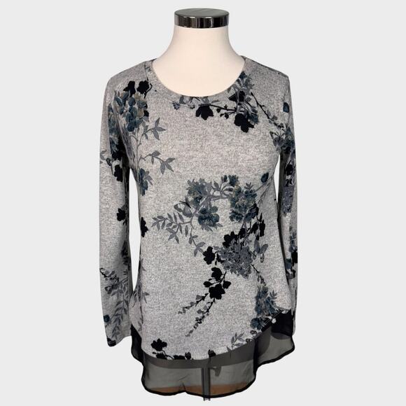 Maurices XS Black Grey Long Sleeve Tunic Top Polyester Spandex - Picture 1 of 8